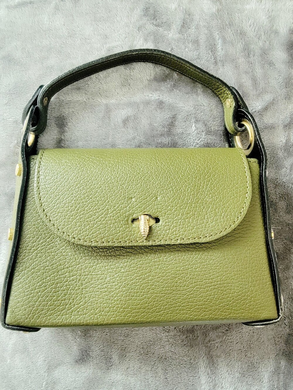 Olive Green Leather Top-Handle Women's Bag